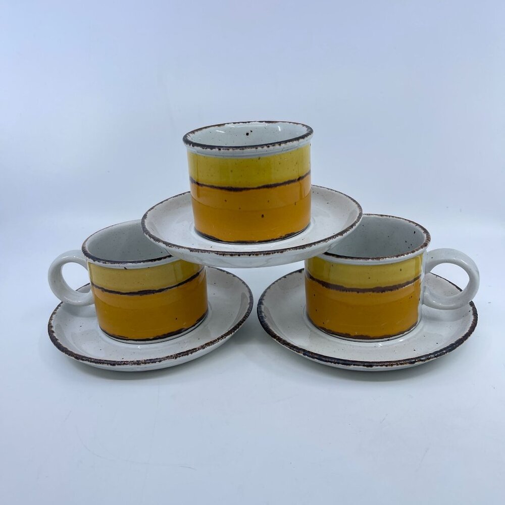 vintage stonehenge midwinter sun cups and saucers set of 3 1970's